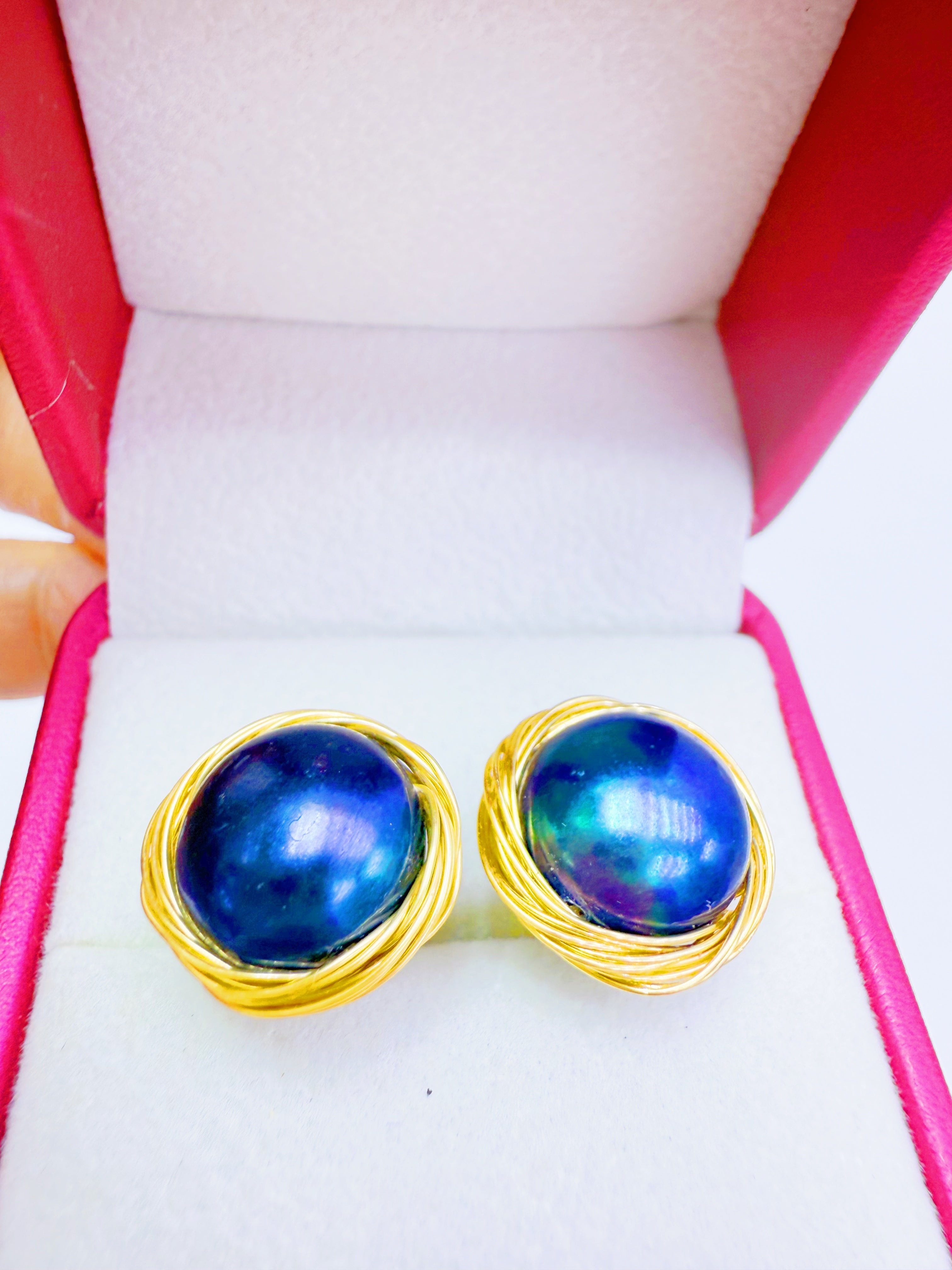 Mystery of Deep Blue Pearl Earrings