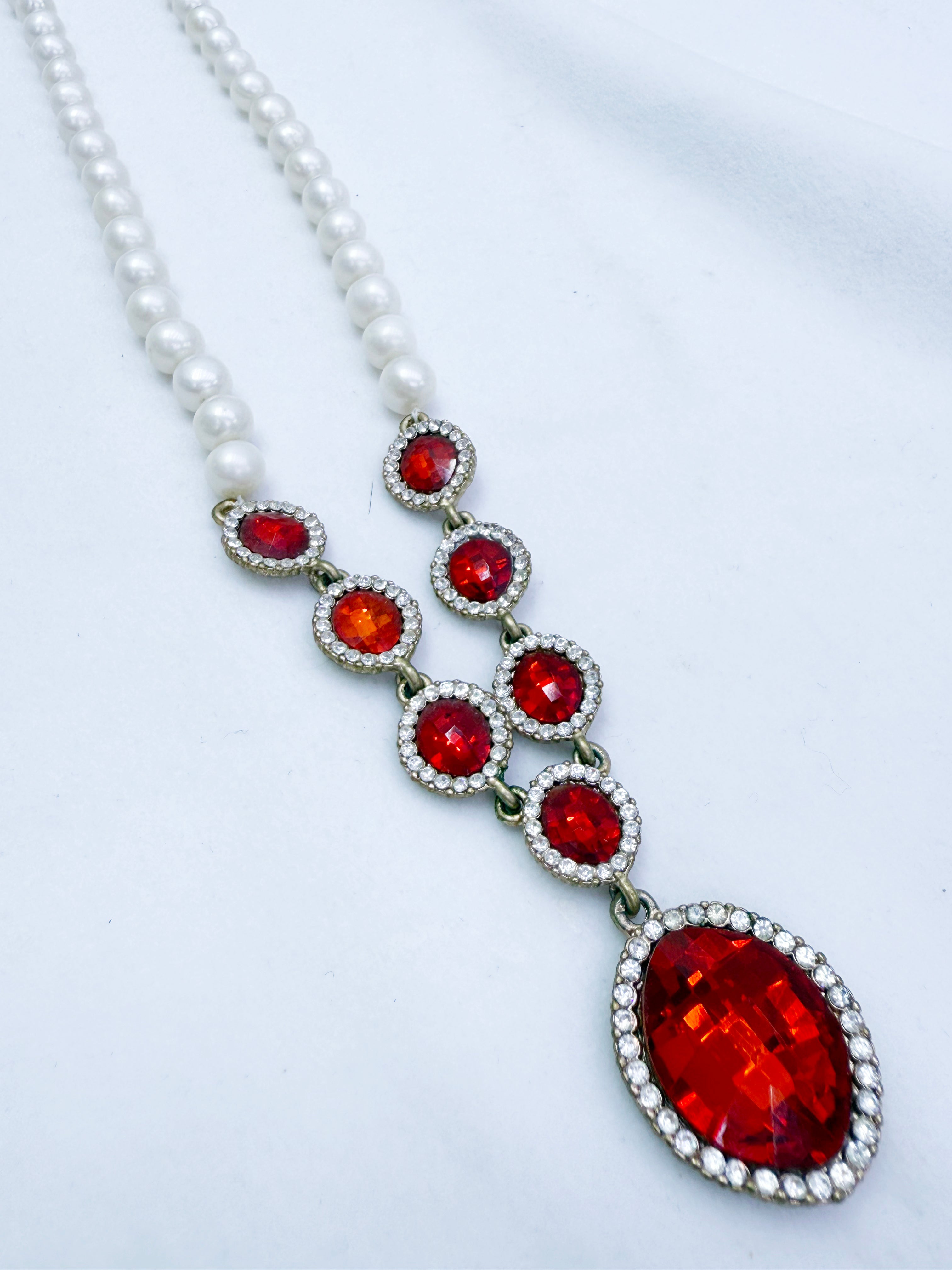 Red Crystal Pearl Necklace