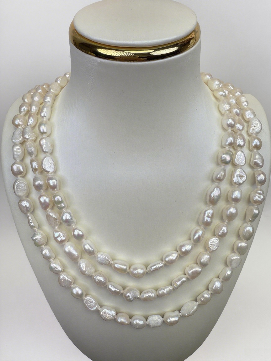 White Baroque Pearl Lariat (7-8mm)‌
