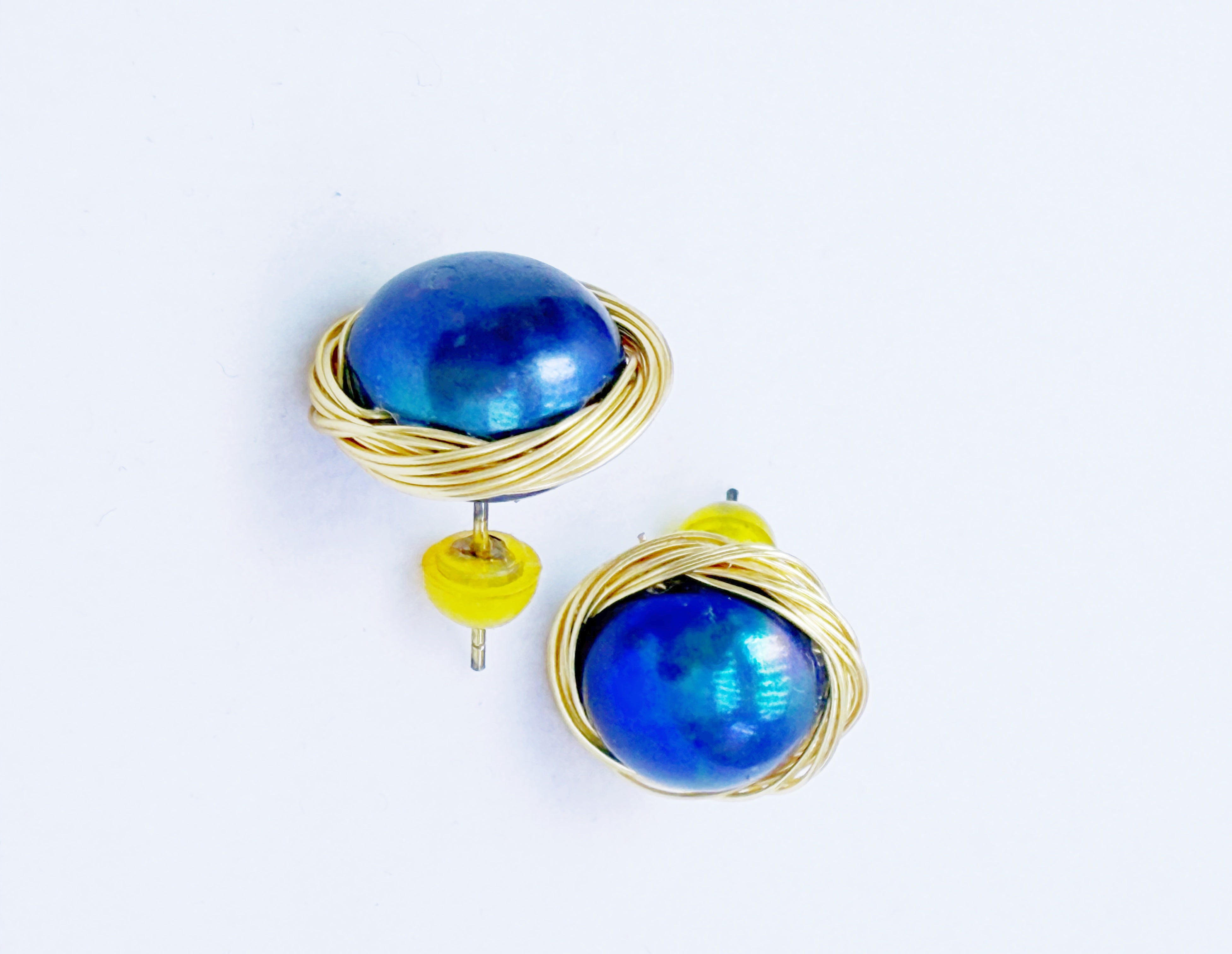 Mystery of Deep Blue Pearl Earrings